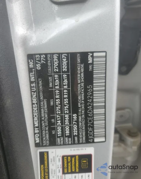 2013 Mercedes-Benz Gl 450 4Matic z USA, uszkodzony, nr VIN 4JGDF7CE6DA242965